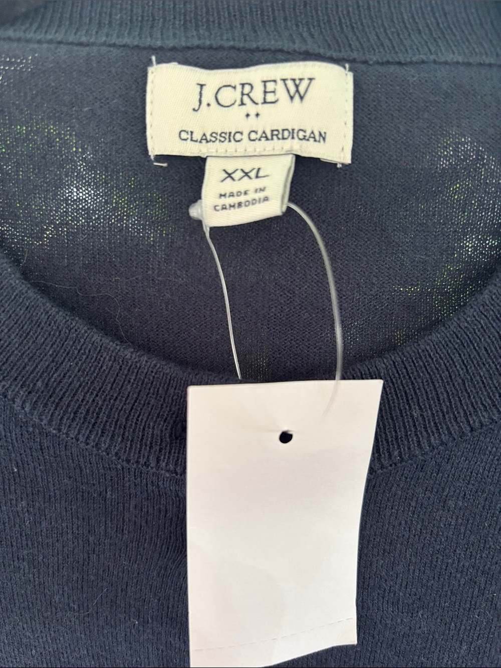 J.Crew Navy lite weight spring cardigan crew neck button up sweater NWT $79. XXL - Picture 5 of 6